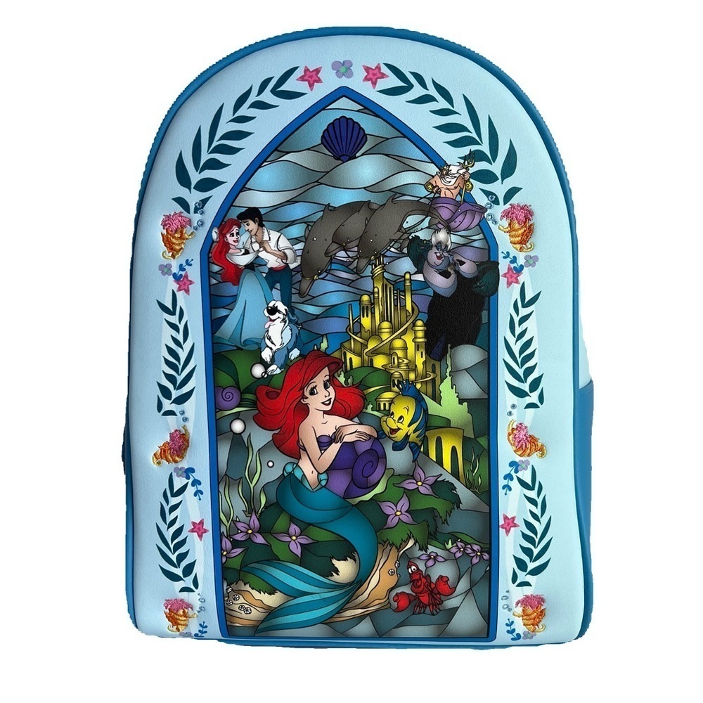 Loungefly Blue Little Mermaid Stained Glass Mini Backpack